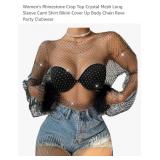 NEW Womenï¿½s Size Large Rhinestone Crop Top,