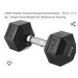 ORRY Rubber Coated Hexagonal Dumbbell - 25 lb -
