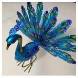 Large Metal Painted Peacock Garden Sculpture for