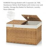 NEW  Storage Basket w/ 2 Separate Lid w/ Cotton