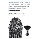 (New)  Large Barbers Cape With Neck Duster Brush