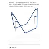 New- Black Portable 2-Person Hammock Stand
