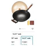 New WANGYUANJI 14.17-Inch Cast Iron Chinese Wok