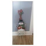 Metal & Wood 39 inch Snowman  Welcome Yard Stake