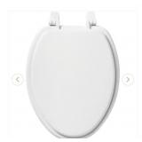 New Elongated Enameled Wood Closed Front Toilet