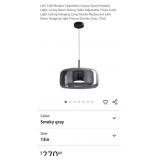 NEW LED 12W Glass Pendant Light, Smoky Grey, 13"