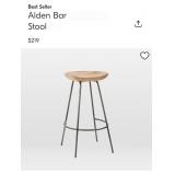 New- Alden Bar Stool Natural Raw Steel and Mango