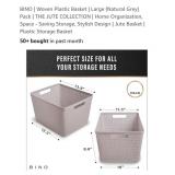 NEW 2 Pk Woven Plastic Basket, Natural Grey