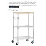 3-Tier Storage Rack on Caster Wheels w/