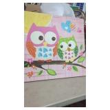 2 Owls on a Branch Canvas Painting 21"x 21"