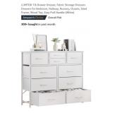 10-Drawer Fabric Dresser, White*has Box damage,