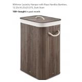 NEW Bamboo Laundry Hamper with Rope Handles, Dark