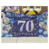 NEW "Happy 70th Birthday" Backdrop, Blue*only