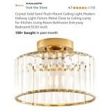 New- Crystal Gold Semi Flush Mount Ceiling Light