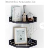 NEW Set of 2 Corner Wall Shelves (Black & Gold),