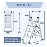 4 Step Aluminum Folding Step Ladder  Has
