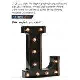 NEW Letter "L" LED Light Up, Black, 1.77"D x