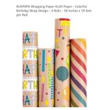 NEW 4 Rolls Birthday Wrapping Paper, 30" x 10 ft