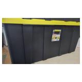 New 38 Gallon Black/ Yellow Tote With Lid.