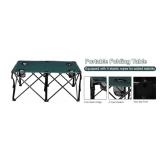 NEW Camping Table w/ Cup Holders, Portable, Green