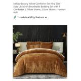 NEW King Size 5 Pc Velvet Comforter Set, Harvest