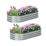 New 2 Pack Galvanized Metal Raised Garden  Oval