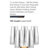 NEW 100 Ct - 1.5oz Plastic Shot Glasses