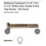 Midwest Fastenerï¿½ 5/16"-18 x 2-1/2" Yellow Zinc