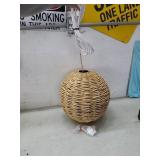 NEW 15" x 16" Plug-in Rattan Hanging Light Ball