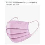 NEW 50 Ct Disposable Face Masks, Pink