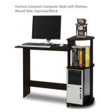 NEW Compact Computer Desk w/ Shelves, Round Side,