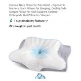 Memory Foam Cervical Neck Pillow, Cooling, Biege