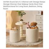 NEW Set of 2 Sherpa Ottomans w/ Storage,