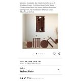 4-in-1 Stacking Stools, Wood, Walnut Color*1