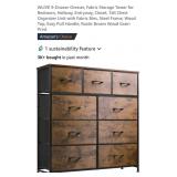 NEW 9-Drawer Fabric Dresser, Rustic Brown Wood