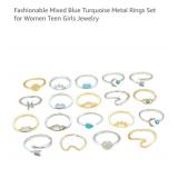 NEW 19 Pc Teen Girls Jewelry, Mixed Blue