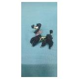 *Estate * Vintage Black & Gold Enamel Poodle Dog