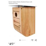 NEW Modern Bluebird House w/ Teakwood Finish &
