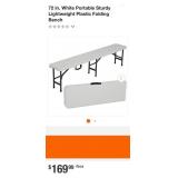 Plastic Folding Bench, 72", Portable,