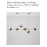 6-Lights Pendant Chandelier w/ Glass Globes,