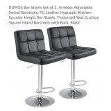 NEW Set of 2 PU Leather Bar Stools, Swivel,