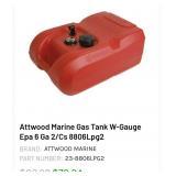 New 6 Gallon Marine Gas Tank Attwood  W-Gauge