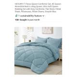 NEW 7Pc Queen Size Bed in a Bag, Greyish Blue