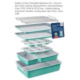NEW 8-Pc Ceramic Bakeware Set - Teal