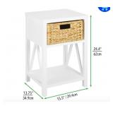 New Wood  Side Table and Basket Storage Unit