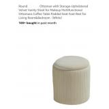 NEW Upholstered Ottoman w/ Storage- White