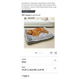 Dog Mattress w/ Pillow, Grey, 31" x 25" x