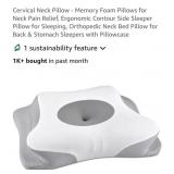 Memory Foam Cervical Neck Pillow, Grey &