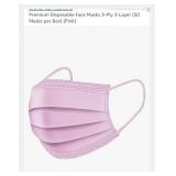 NEW 50 Ct Disposable Face Masks, Pink