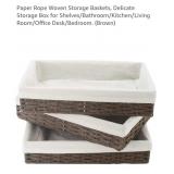 Set of 3 Paper Rope Woven Storage Baskets,